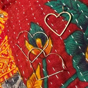 Rose gold, gold filled heart jewelry, Sarah Briggs earrings and charm